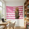 Natalia Dyer Pink American Flag Tapestry Iconic Star Stripes Design Vibrant Print Wall Art for Room  Home Decoration