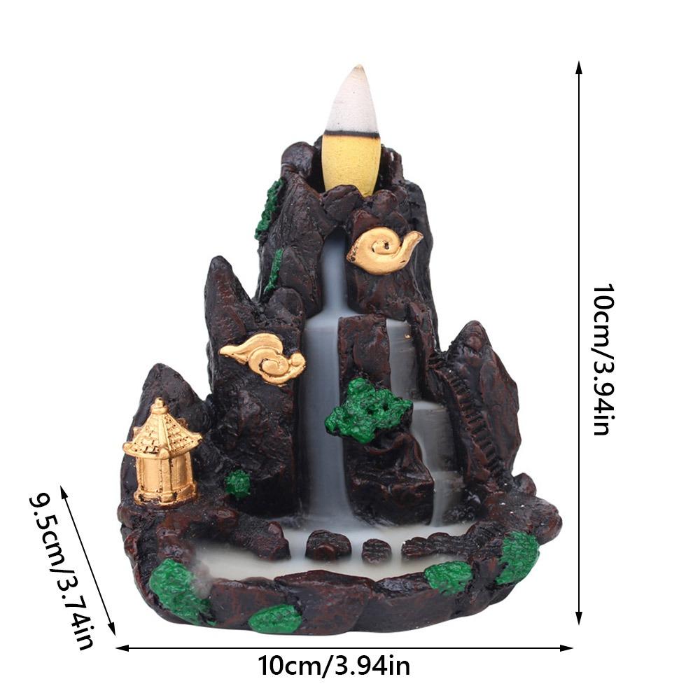 Resin Backflow Incense Burner Mountains River Waterfall Design Waterfall Incense Holder Sandalwood Stand Fragrance Holder