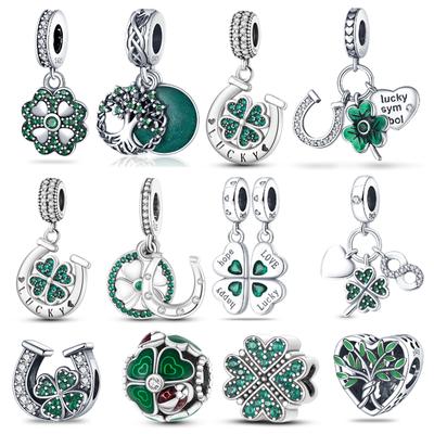 Originale 100% Autentico Argento Sterling SS925 Perline Quadrifoglio Adatte Bracciale Fai da Te Charm Per Gioielli Da Donna Moda Regalo