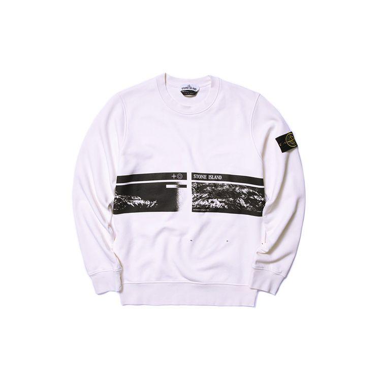 

STONE ISLAND Свитшот мужской с принтом гор, круглый вырез, белый 721563094-V0093 S