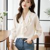 Damen Blusen Hemden 2025 Frühling Langarm Damen Bluse Hemd Umlegekragen Rüschen Chiffon Bluse Hemd Damen Oberteile J830
