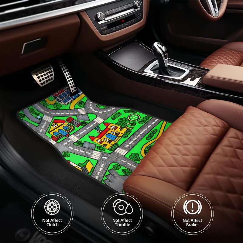 90s Vintage Racing Track Anti-Slip Mat - Durable All-Weather Car Floor Mat, Suitable for Cars, SUVs, Sedans - Vibrant Neon Cityscape Design
