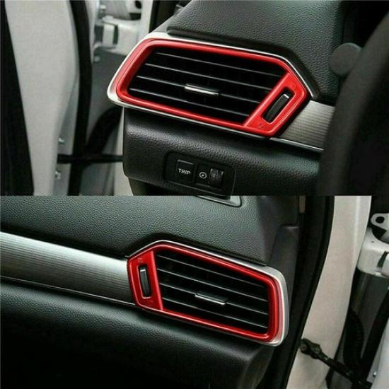 Red 4PCS Dashboard Side Air Outlet Vent Cover Trim For Honda Accord 2018-2021