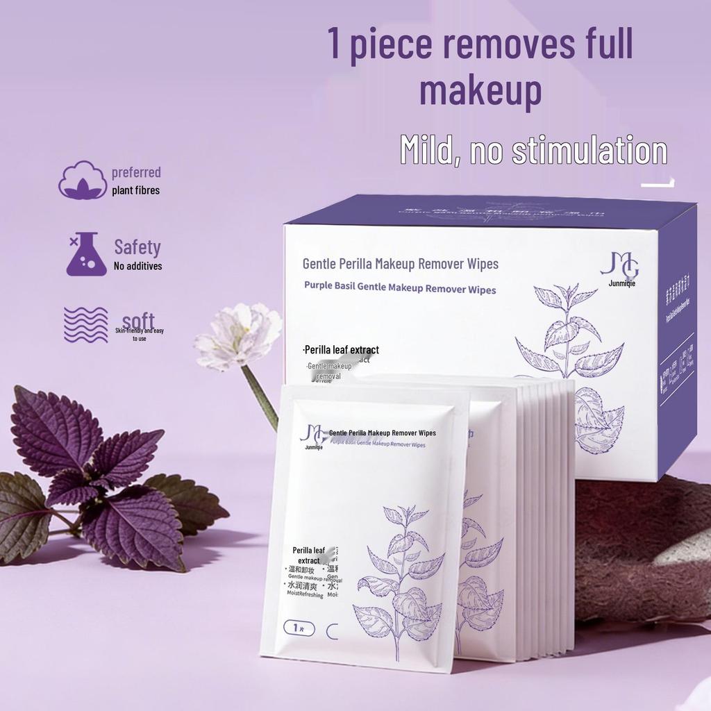 Disposable Perilla Extract Makeup Remover Wipes - Individually Packaged Cotton Pads for Makeup Removal