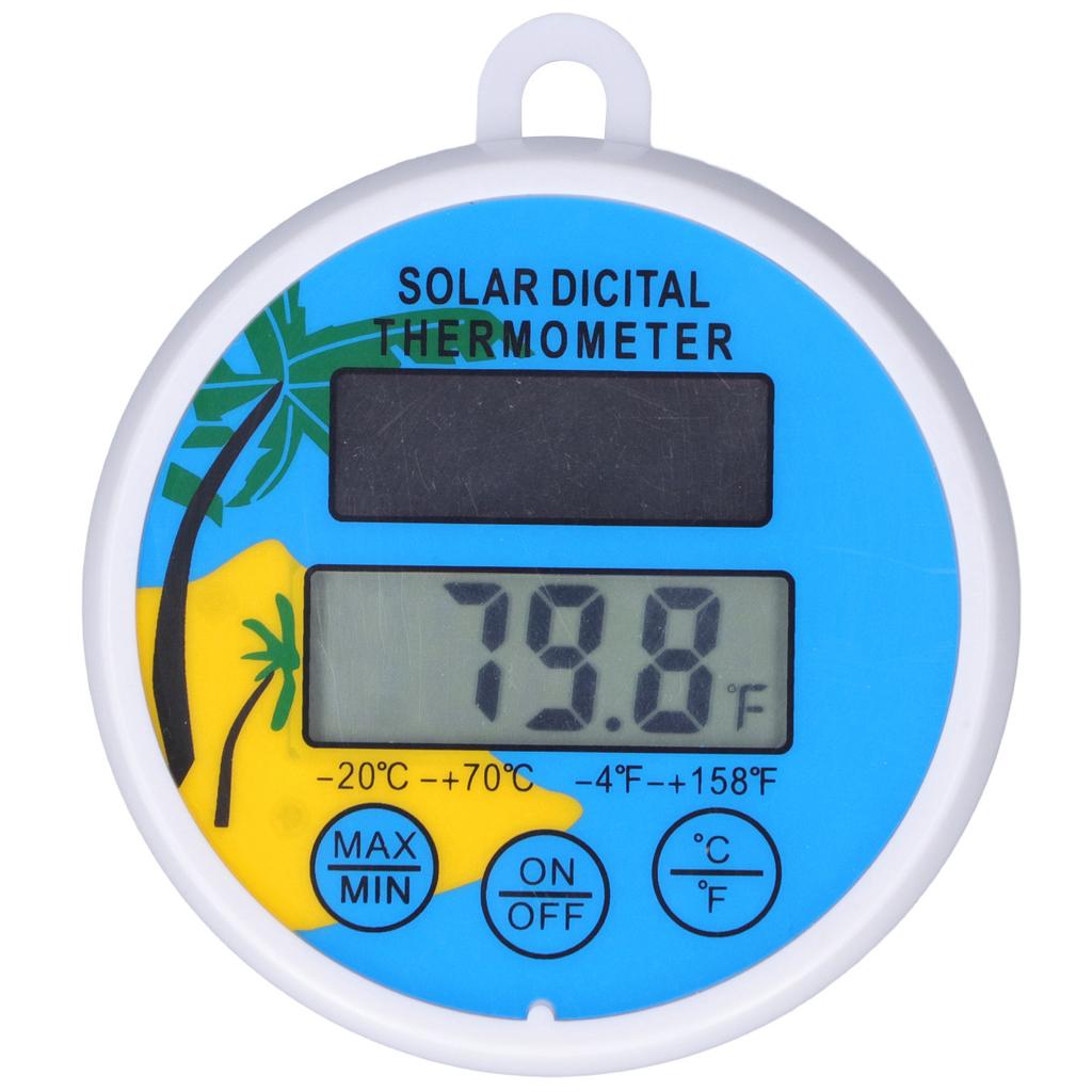 Solar Thermometer Minimum Maximum Water Temperature Display Digital Thermometer for Swimming Spa
