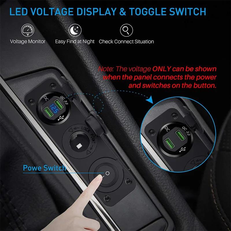 12V Quick Charge 3.0 USB Socket Panel Dual QC3.0 USB Socket Outlet Adapter for Car Boat RV Motorcycle