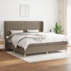 Maison Exclusive - Bed Slat Base with Taupe Mattress 200x200 Cm Fabric