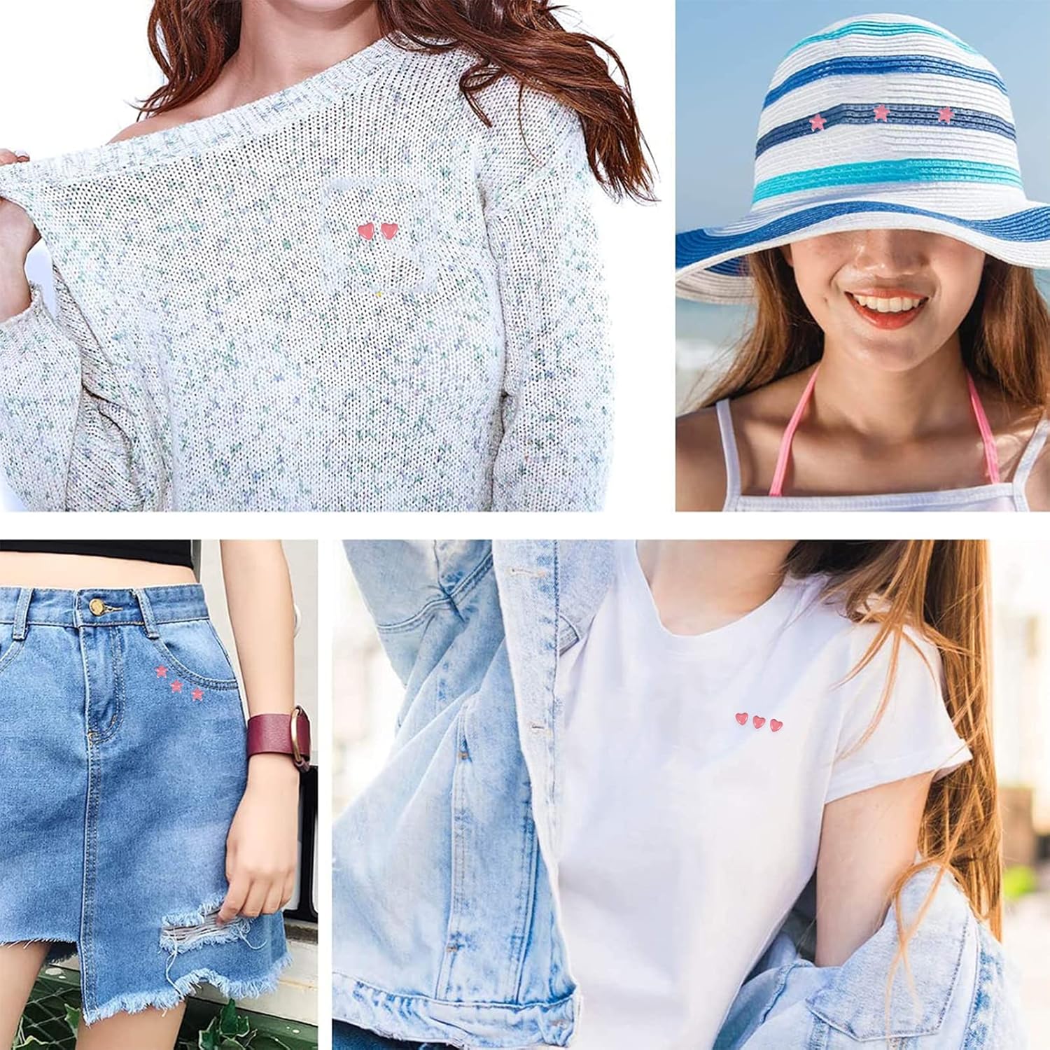 

MILISTEN 200pcs Heart and Star Rivets Studs Leather Rivets Studs Metal Rivet Claw Rivet for Leather Craft Clothing Bags, Pink