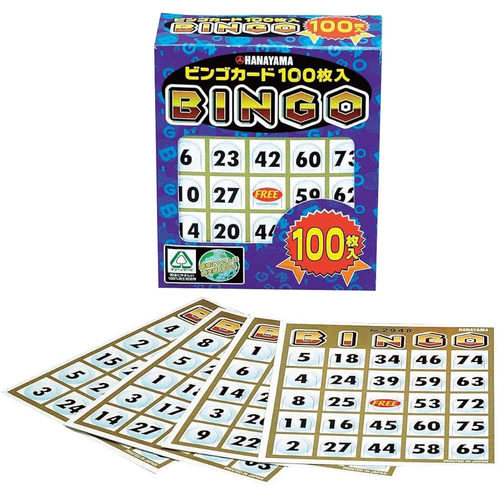 Hanayama Bingo Cards 100 Pieces Age 6 and Up Random Colors Educational Game