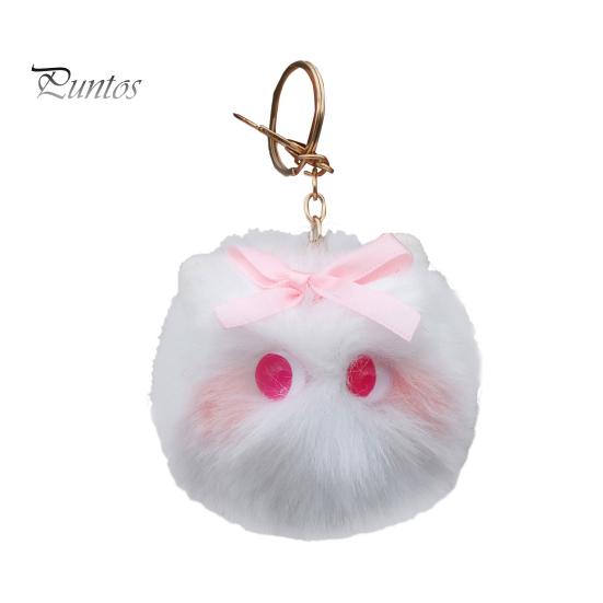 Cute Faux Fur Ball Keychain Cat Soft Pompom Animal Tail Hair Ball Car Keychain Ladies Car Bag Accessories Key Ring Mom Gift