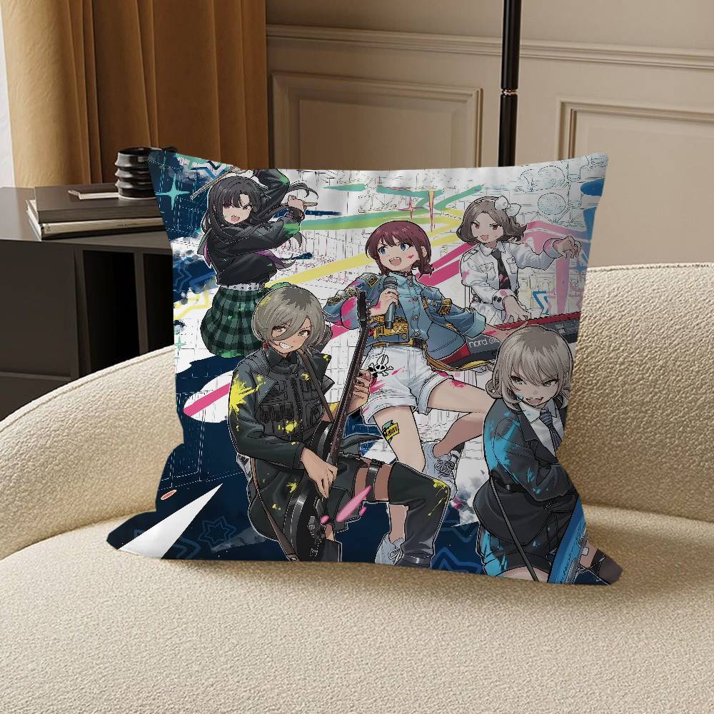 Anime G-Girls Band Cry Cushion Cover Inches Farmhouse Decor Home Throw Pillow Covers for Couch Decorations