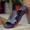 Men's Leather Slippers Artificial Soft Leather Flat Sole Patchwork Color Casual Comfort Simple Summer New Fashion