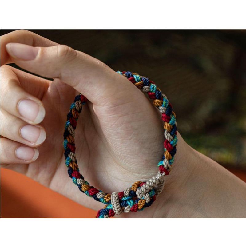 Hand-woven Colorful Hand Rope Plain Rope Hand Rubbing Cotton Bracelet Jewelry Ethnic Style Bracelet Adjustable Gift
