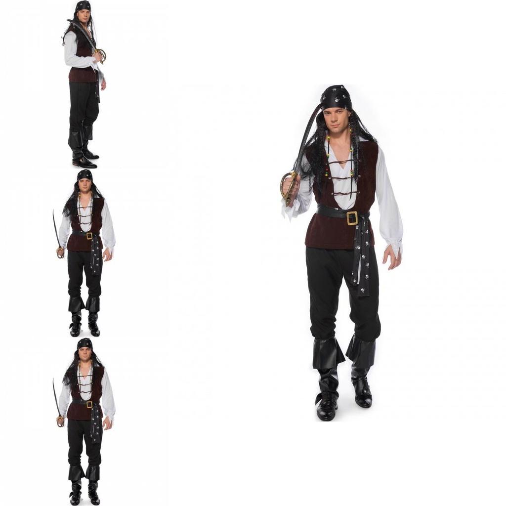 Pirat Stilig Herrekostyme For Halloween Cosplay Med Karibisk Skalle Design I Flere Størrelser