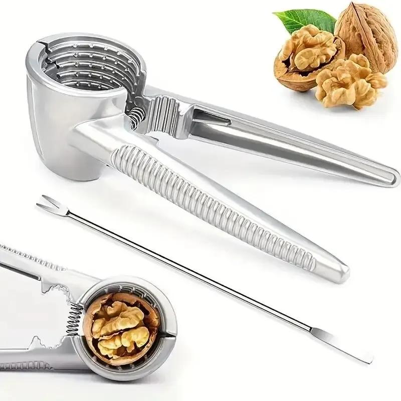 1pc Silvery Metal Multi Functional Walnut Clip Household Nut Shelling Tools Suitable for Walnuts Chestnuts and Hazelnut