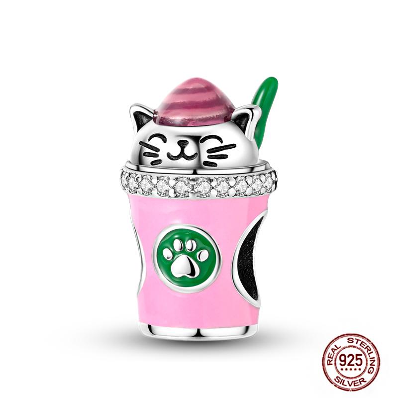 Pink Purple Series Charms Copper Murano Glass Butterfly Animal Paw Print Clasp Charm Beads Fit Original Bracelet Diy Jewelry