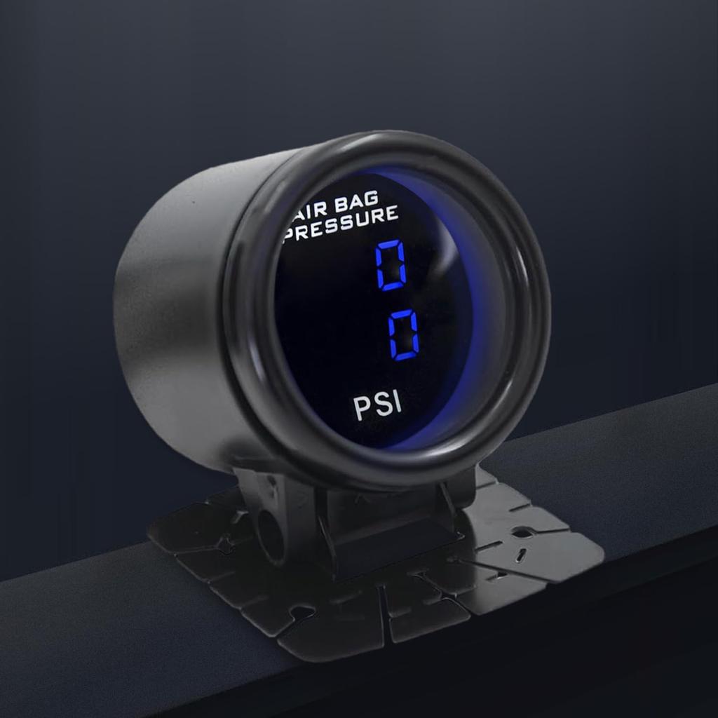 Dual Blue Display Car Air Suspension Gauge 220PSI,2-1/16" 52mm Air Pressure Gauge with 2PCS 1/8NPT Air Pressure Sensor and Bracket for Car & Truck