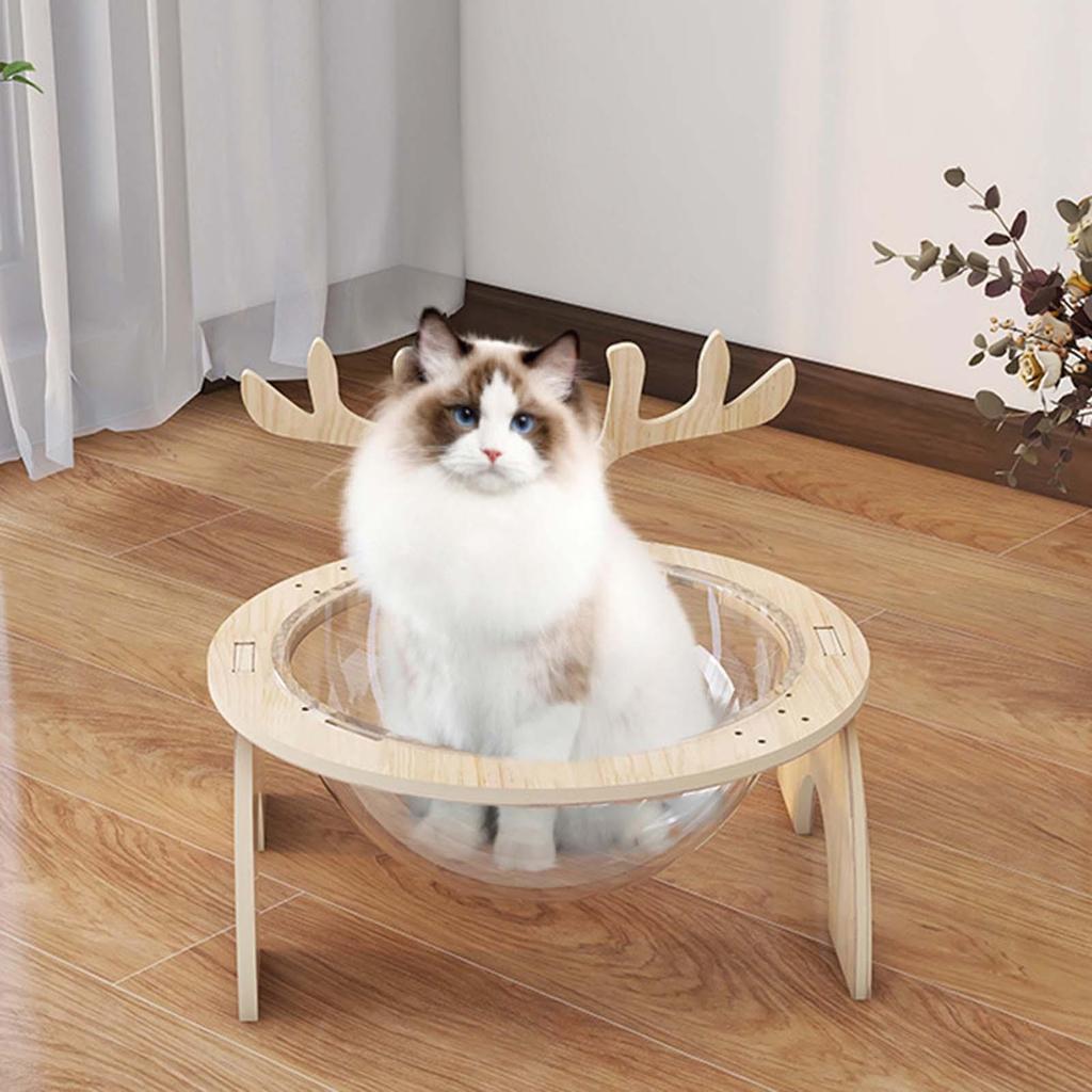 Modern Cat Pod Bed with Wood Stand - Simple Setup and Easy Maintenance