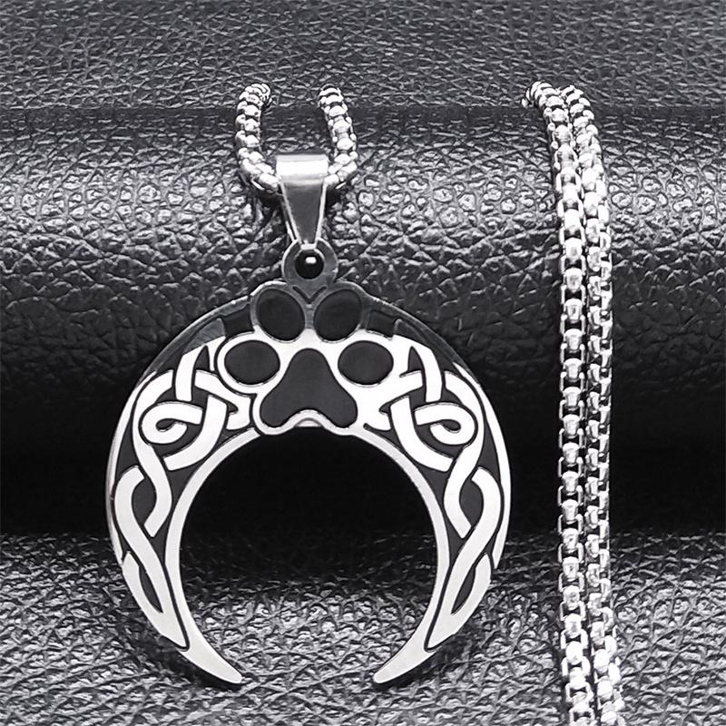 Triple Moon Pentagrams Pendant Necklace Stainless Steel Divination Astrology Necklaces Pagan Jewelry collares para mujer N7756S2