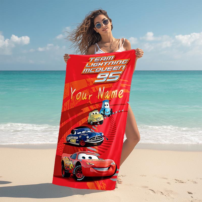 Personalized McQueen's Race Day Beach Towel Microfiber Beach Towel Thin Absorbent for Beach Swimming Yoga Bath Sports. 0910435