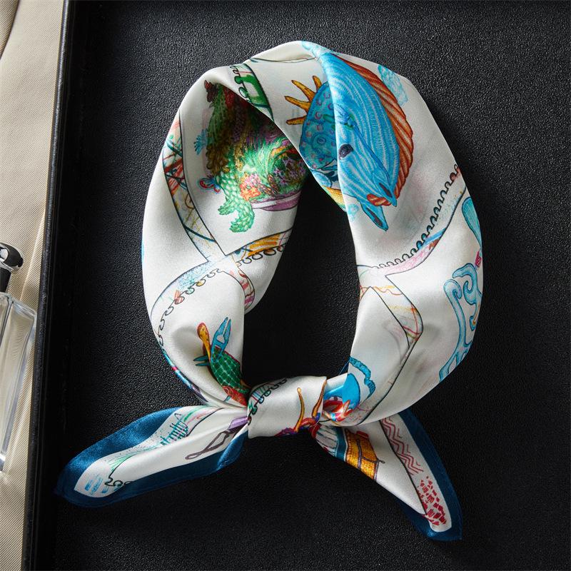 Spring silk crepe satin 53 small square scarf new magic horse 100% mulberry silk silk scarf women s decorative scarf