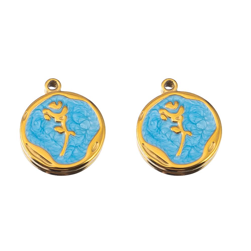 2pcs Stainless Steel Blue Enamel Marine Anklet Charms Bohemia Pendant Base for DIY Earrings Necklaces Vacation Jewelry Findings