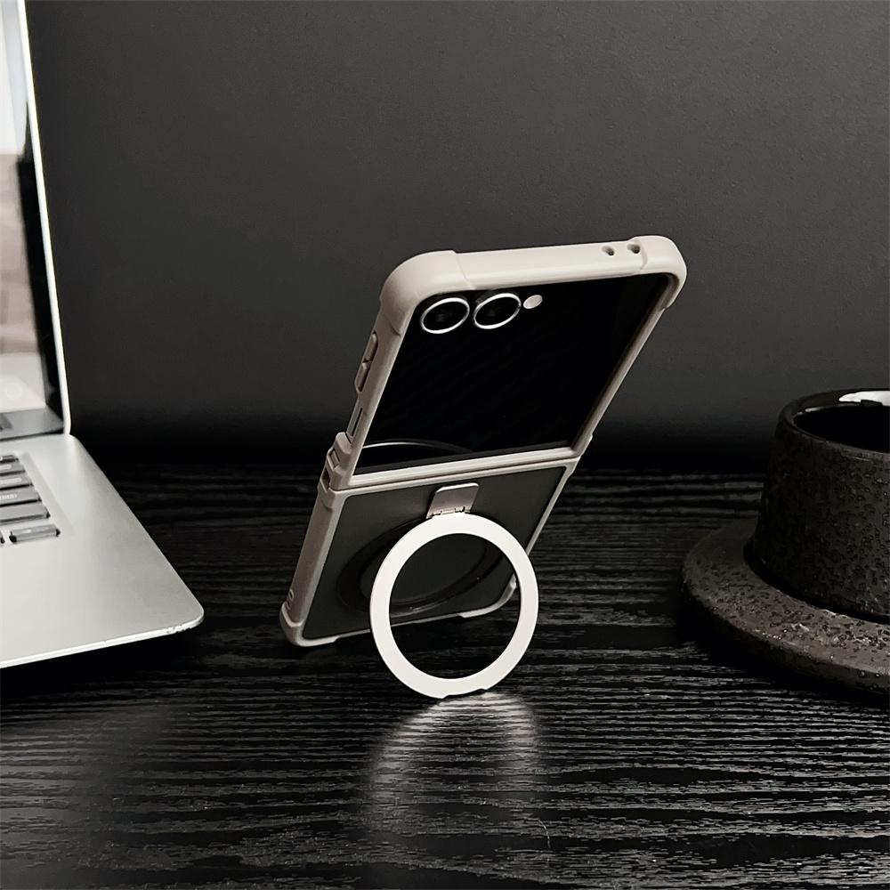 For Samsung Galaxy Z Flip7 5G Magnetic Case Kickstand Shockproof Matte PC+TPU Phone Cove