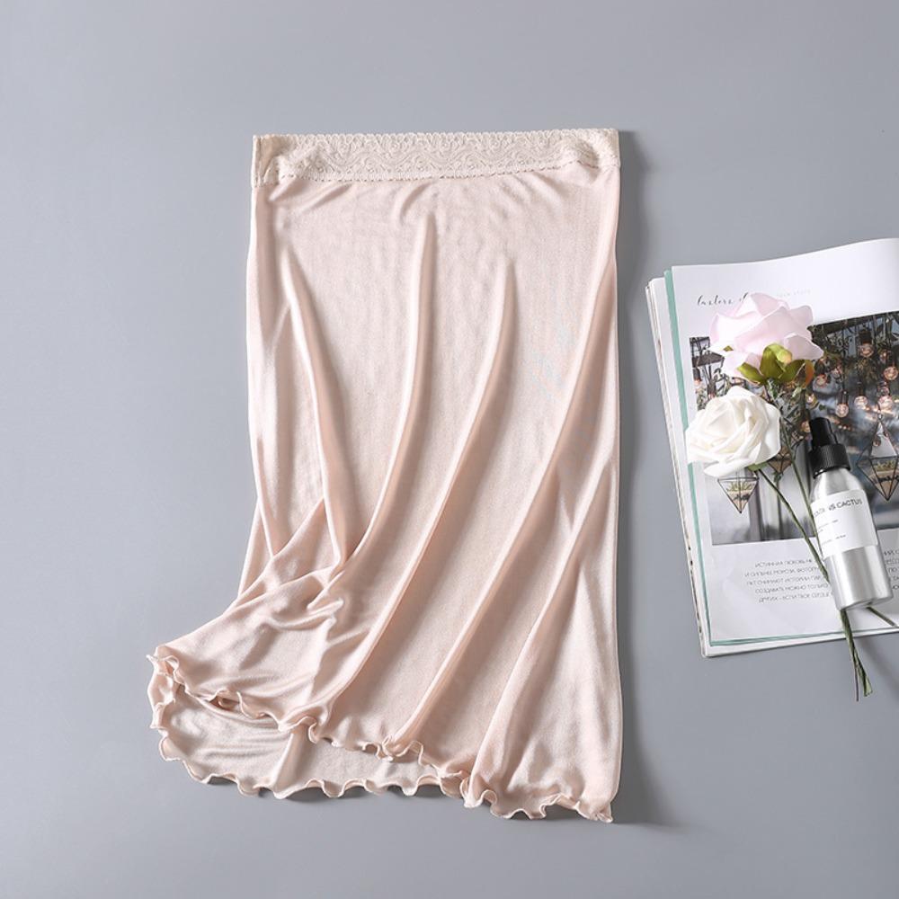 Ruffle Safety Underskirt Slips Ice Silk Half Slips Dress For Women Lace Short Petticoat  Girl