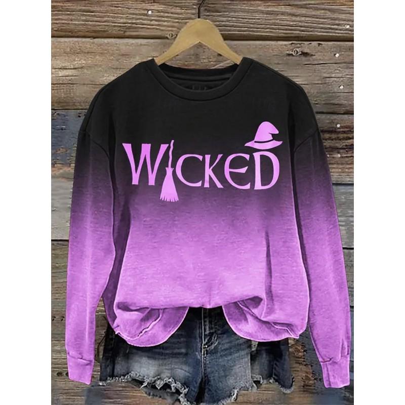 Womens Casual Hoodie With 3D Halloween Print Round Neck Lightweight Breathable Fabric