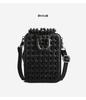 Gothic Style Textured Black Shoulder & Crossbody Bag with Rivets for Women