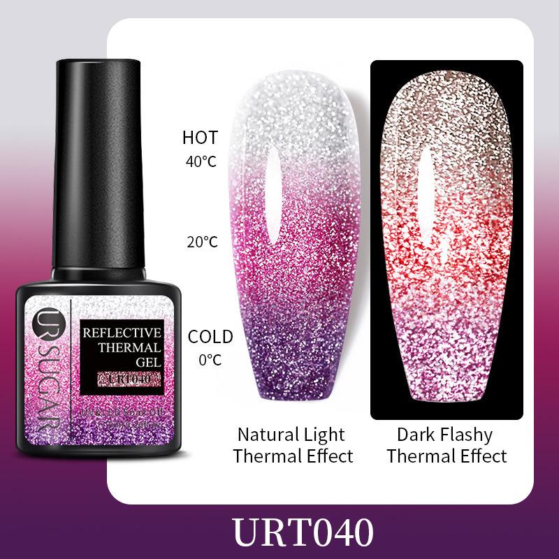 Bouncing Warm Glitter Powder Broken Diamond Glue, Bright And Explosive Glitter Phototherapy Glue Removable Color-Changing Nail Polish Glue Set