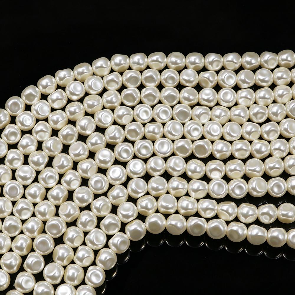 High Quality 8mm Indented Baroque Pearls Imitation Pearl Glass Beads Irregular Loose Pearls for Elegant Design Jewelry DIY