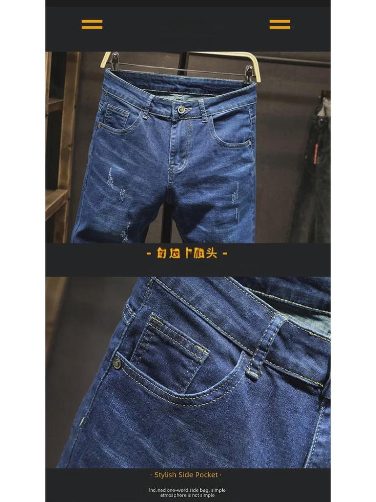 Herrenjeans mit geradem Bein für Frühling und Herbst: High-End Casual National Trend