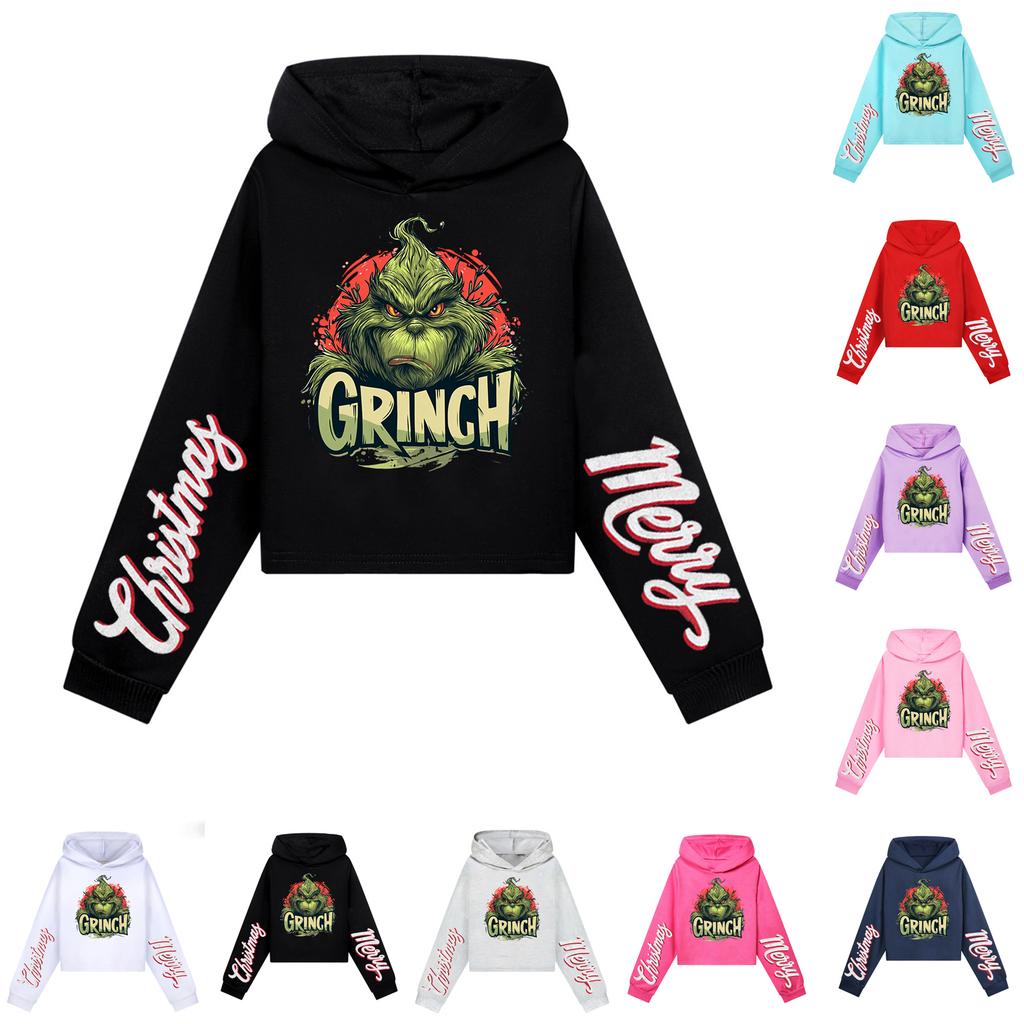 Kids' Casual Fashion Christmas Printed Long Sleeve Hooded Sweatshirt (No Drawstring)