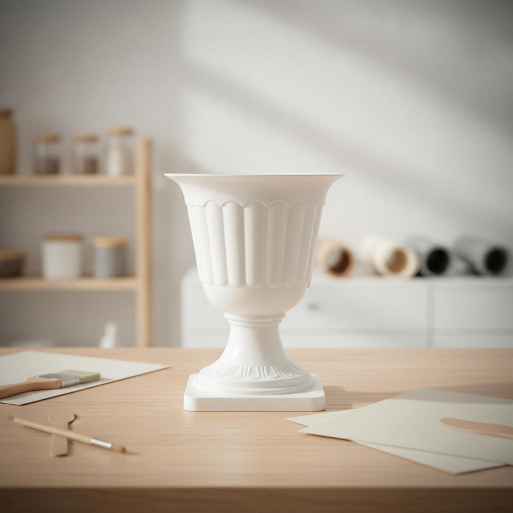 Flower Vase with Pedestal Fluted Decorative Ribbed Urn for Florists, Crafters, Home Decor,