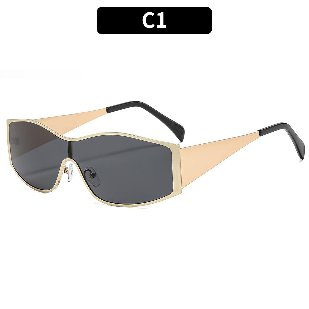 Women's glasses fashion new one-piece metal cycling sunglasses, cross-border European and American ins Xiaohongshu personalized high-end sunglasses