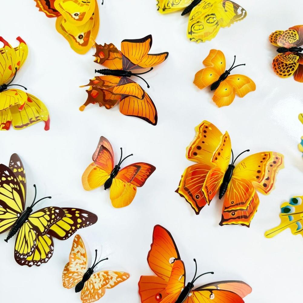 3D Double Layer Butterfly Wall Stickers 72 PCS PVC Decals for Enhancing Wall Decor in Living Rooms and Bedrooms