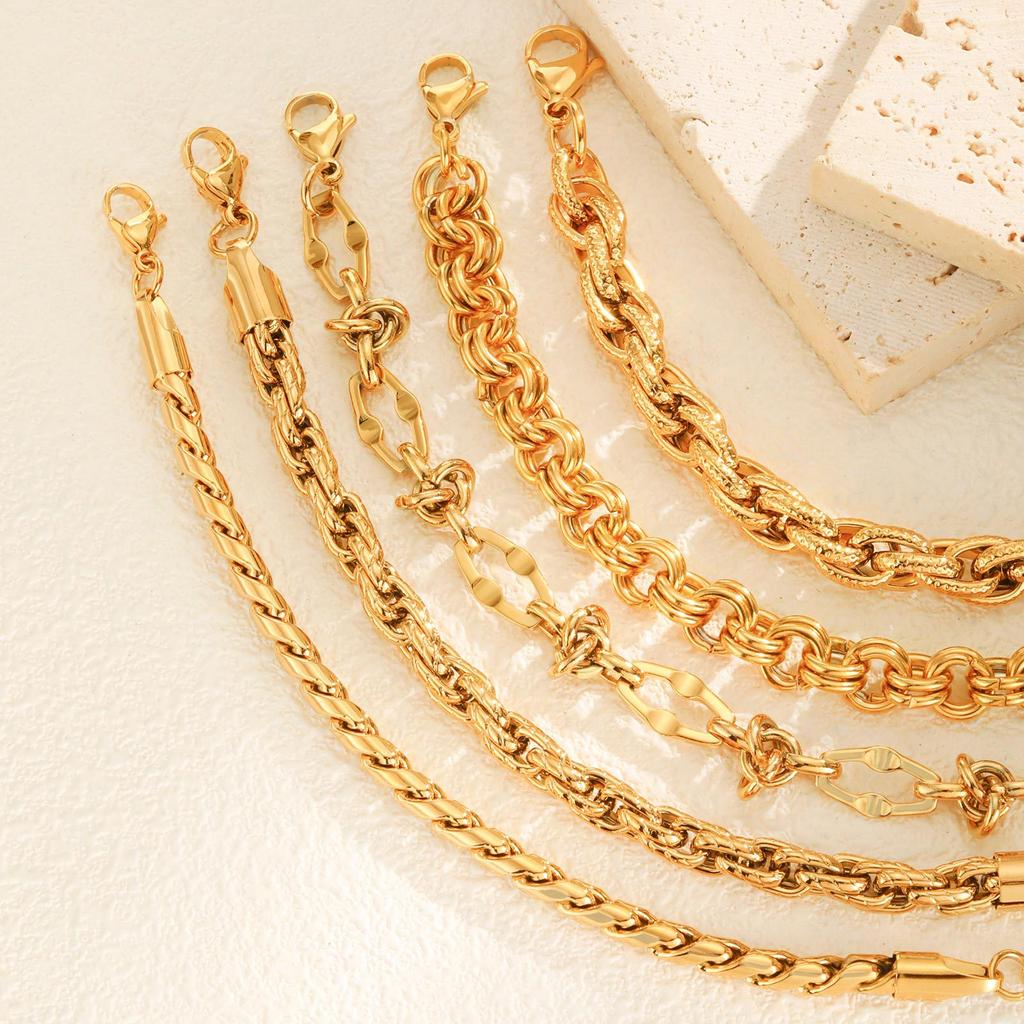 Fashion Personality Women'S Jewelry Stainless Steel Embossed Twist Chain 18 Gold Bracelet 1766
