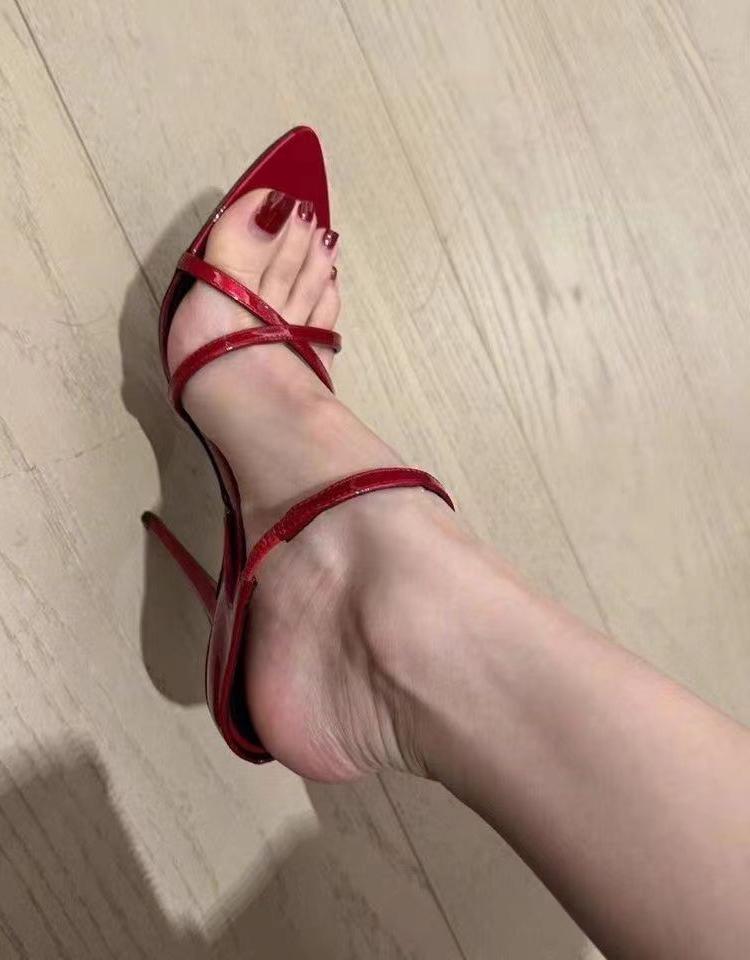 Women's 2026 Summer Open-Toe Patent Leather High Heel Sandals - Elegant and Sexy for Outdoor Wear