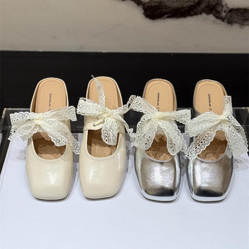 French Gentle Evening Shoes Bag Head Half Slippers Women's Summer Wear 2025 New Models with Skirts One Pedal Single Shoes Sandals