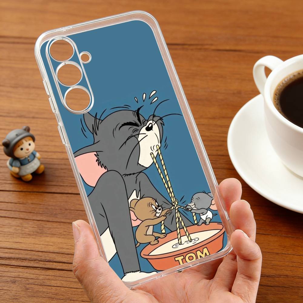 F-Funny TomS Cartoon J-JerryS phone Case For Samsung S30,23,21,22,20, FE lite,S10,9,8,7 PIus Note20ultra Soft Transparent