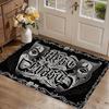 West Coast Clown Mask Area Rug, Gothic Black White Non-Slip Machine Washable Floor Mat for Game Room Office Home Decor