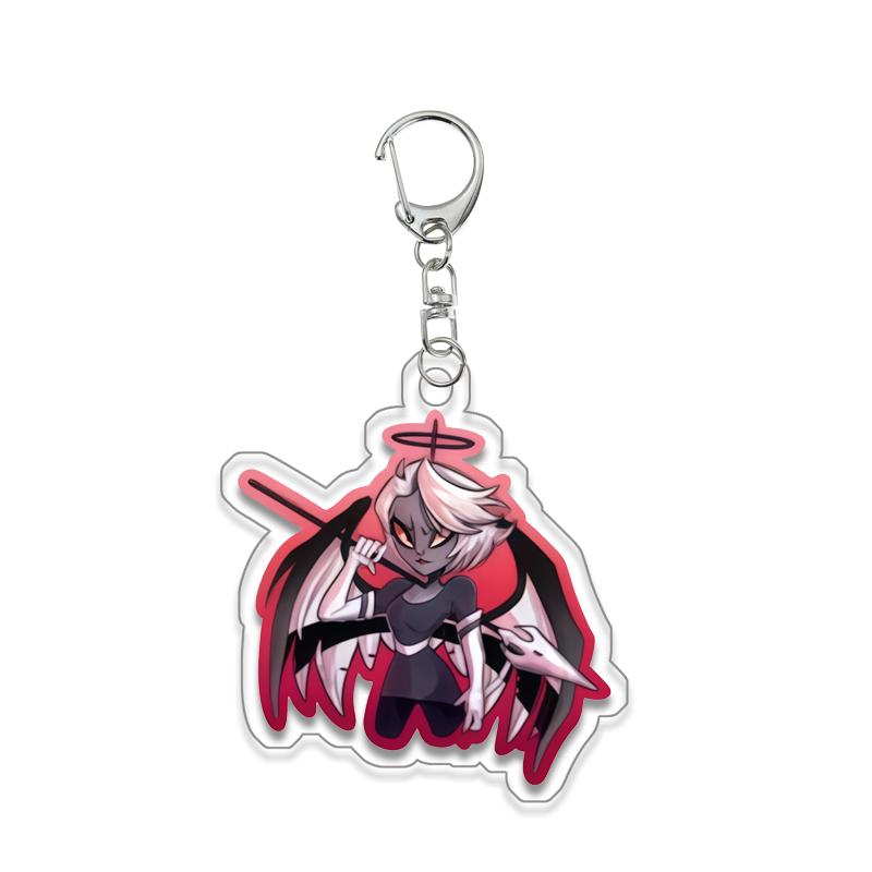 Anime for Hazbin Hotel Angel Dust Alastor Husk Charlie Morningstar Vaggie Acrylic Keychain Backpack Pendant Key Ring Decoration