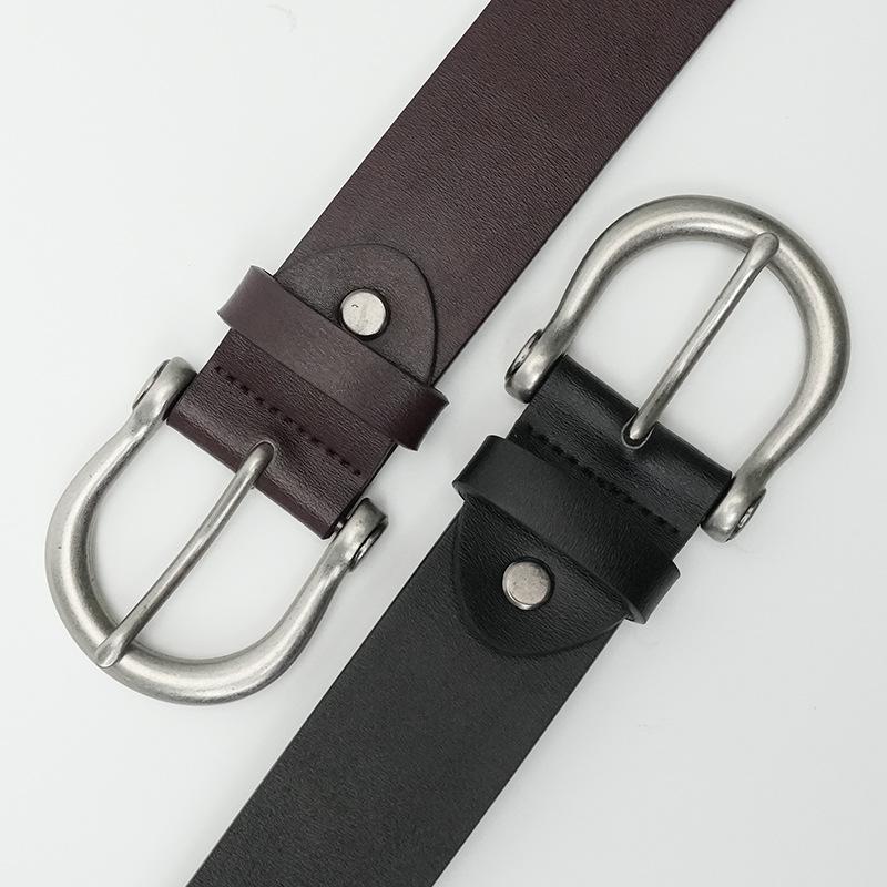 Cowhide Belt Men'S Genuine Leather Pin Buckle Belt Men'S Casual Versatile Jeans Belt Simple Middle-Aged And Young Retro Belt