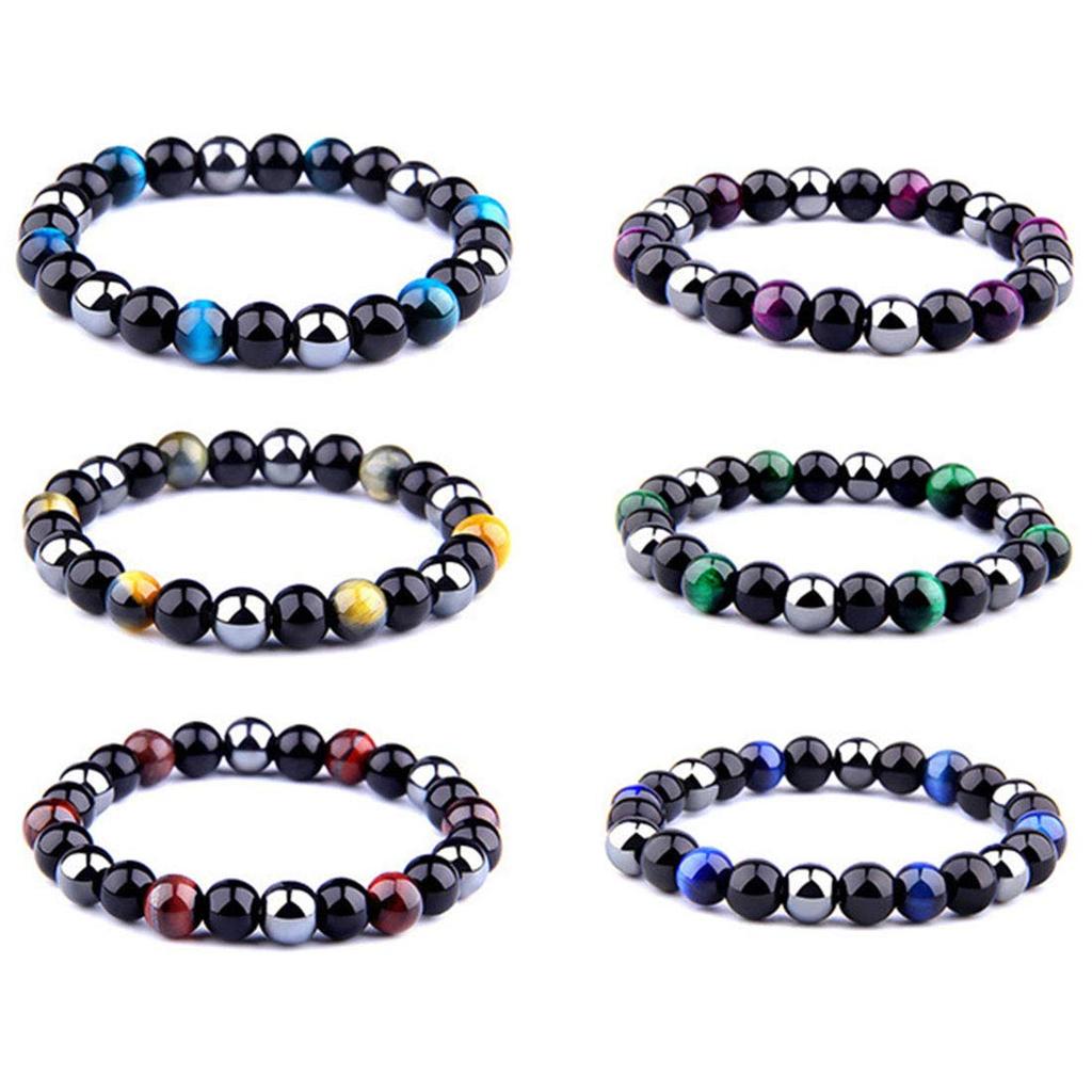 Deelfel Power Stone Bracelet for Men and Women, Love, Protection from Evil, Tiger Eye Bracelet, 19cm, Prayer Beads, Good Fortune, Wealth, Natural