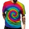 Men's Square Color Tie-Dye T-Shirt, Street Style, Casual, Fashionable, Breathable, Sporty