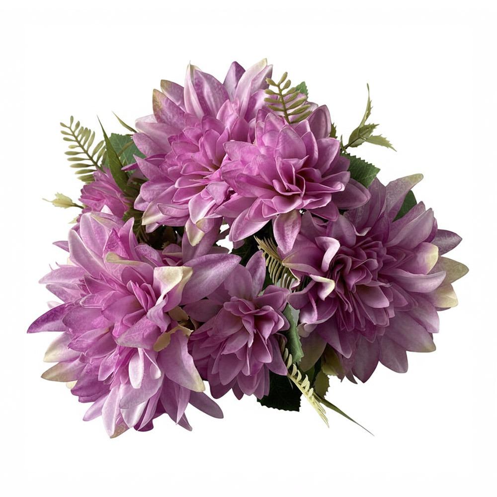 Dahlia Rose Daisy Artificial Flowers Green Leaves Multicolor Simulation Flower Silk Petals DIY Faux Flower Room Decoration