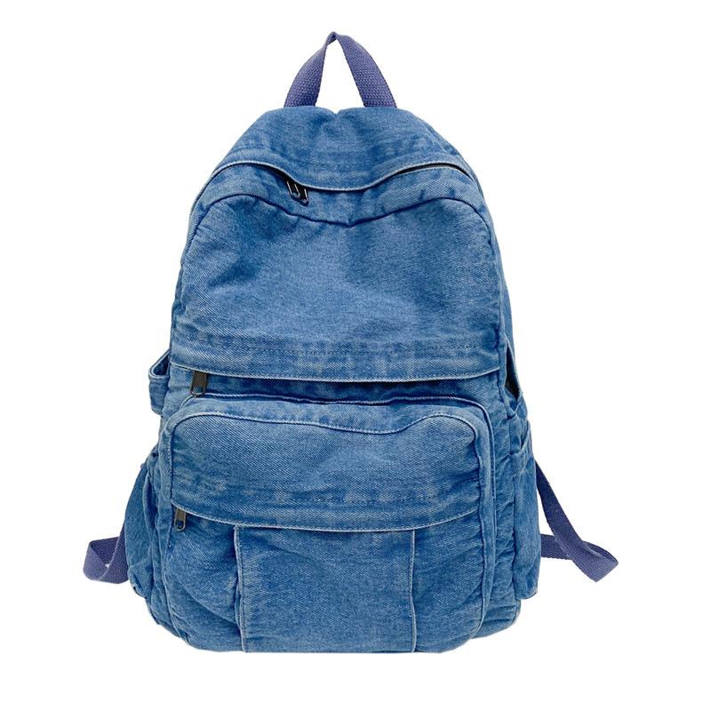 Schoolbag simple Korean version casual style lazy style backpack large capacity denim backpack high school student college student schoolbag