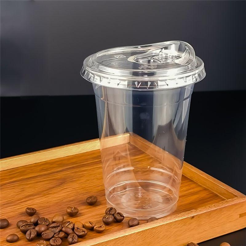 M-Modern-Plastic Cup With Direct Drinking Lid Clear Disposable Cup Tasting