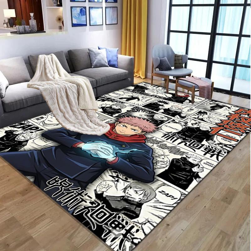 Jujutsu Kaisen Pattern Rug, Indoor/Outdoor Mat, for Picnic, Gameroom, Bedroom, Office, Living Room, Home Decor Carpet, Birthday Gift